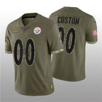 Custom P.Steelers ACTIVE PLAYER 2022 Olive Salute To Service Limited Stitched Football Jersey Marou