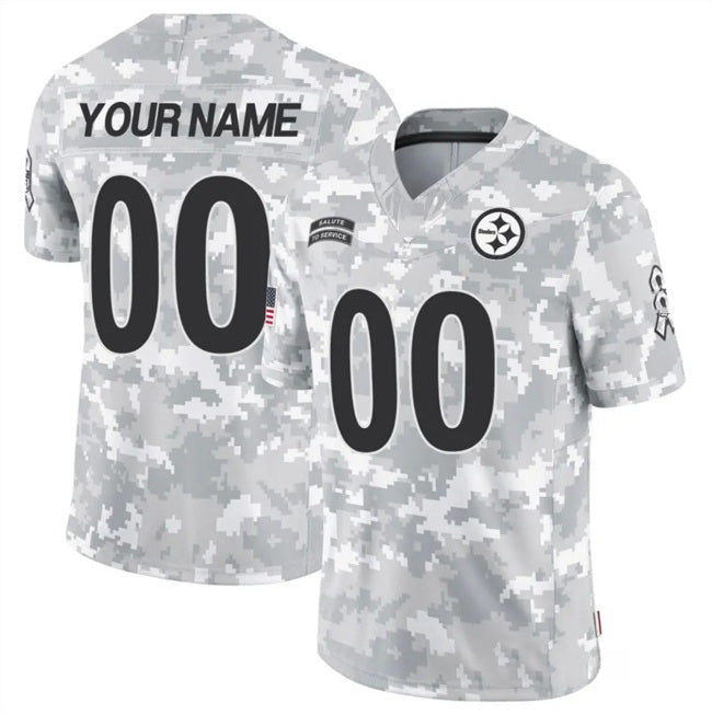 Custom P.Steelers Active Player 2024 F.U.S.E Arctic Camo Salute To Service Limited Stitched Football Jersey Marou