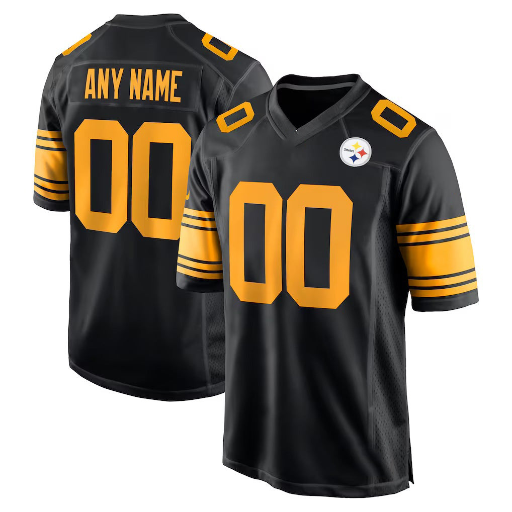 Custom P.Steelers Black Alternate Game Football Jersey Marou