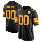 Custom P.Steelers Black Alternate Game Football Jersey Marou