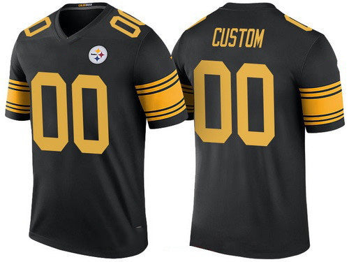 Custom P.Steelers Black Color Rush Legend Limited Football Jersey Marou