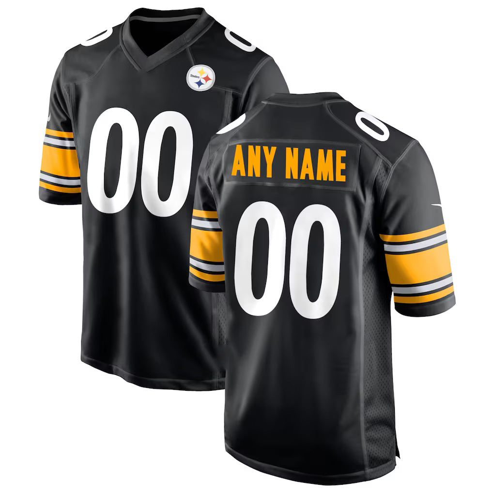 Custom P.Steelers Black Game Football Jersey Marou