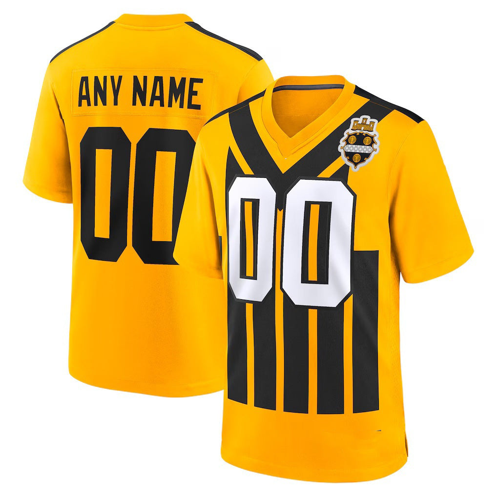 Custom P.Steelers Gold Alternate 1933 Throwback Game Football Jersey Marou