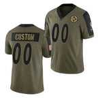 Custom P.Steelers Olive ACTIVE PLAYER 2021 Salute To Service Limited Stitched Football Jersey Marou