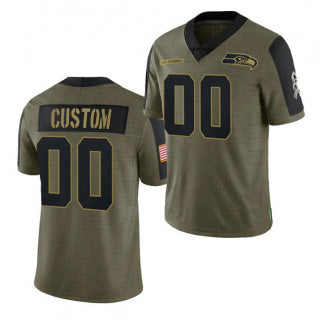 Custom S.Seahawks ACTIVE PLAYER Olive 2021 Salute To Service Limited Stitched Football Jersey Marou