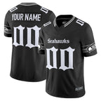 Custom S.Seahawks Active Player Black 2025 F.U.S.E. 'Gothic Rain City Shadows Edition' Vapor Limited Stitched Football Jersey Marou