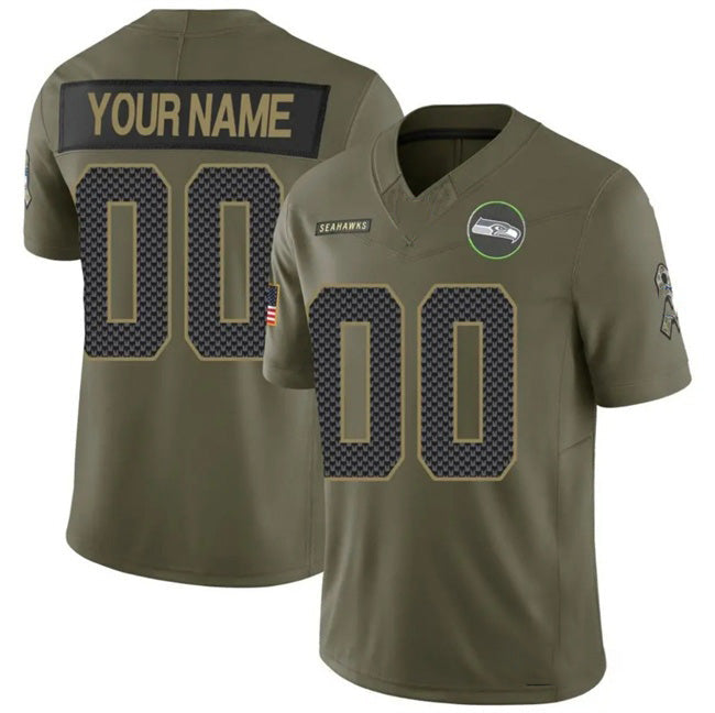 Custom S.Seahawks Active Player Olive 2025 F.U.S.E. Salute to Service Limited Stitched Football Jersey Marou