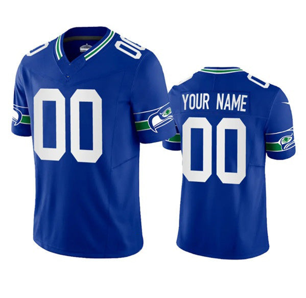 Custom S.Seahawks Active Player Royal 2023 F.U.S.E. Vapor Limited Throwback Stitched Football Jersey Marou