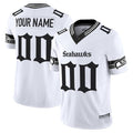 Custom S.Seahawks Active Player White 2025 F.U.S.E. 'Gothic Rain City Shadows Edition' Vapor Limited Stitched Football Jersey Marou