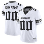 Custom S.Seahawks Active Player White 2025 F.U.S.E. 'Gothic Rain City Shadows Edition' Vapor Limited Stitched Football Jersey Marou