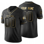 Custom S.Seahawks Black Golden Limited 100 Football Jersey Marou