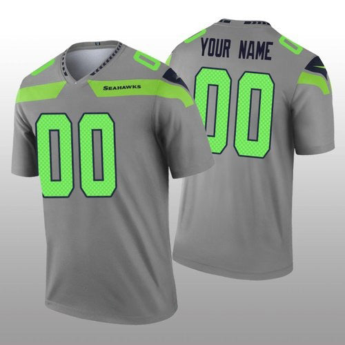 Custom S.Seahawks Gray Inverted Legend Football Jersey Marou