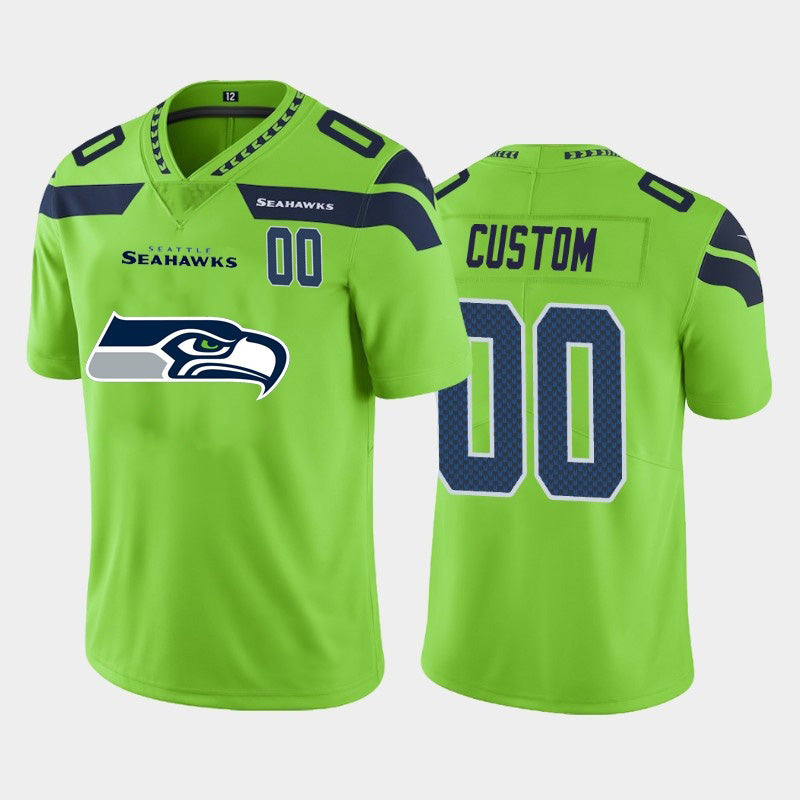 Custom S.Seahawks Green Team Big Logo Number Vapor Untouchable Limited Football Jersey Marou