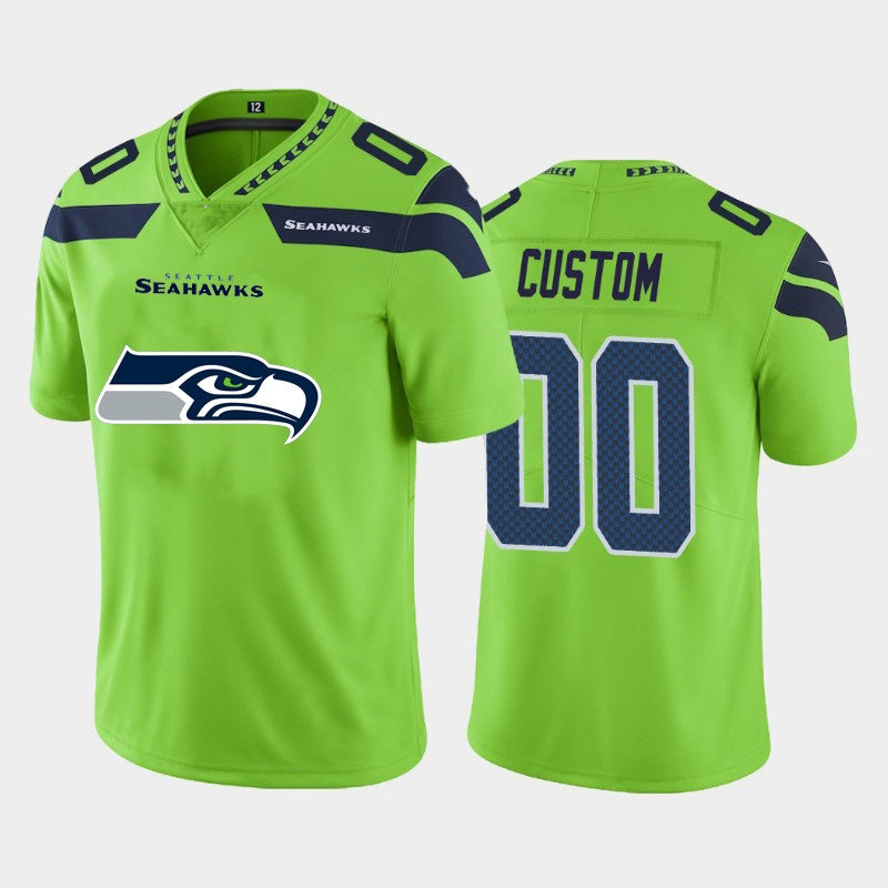 Custom S.Seahawks Green Team Big Logo Vapor Untouchable Limited Football Jersey Marou