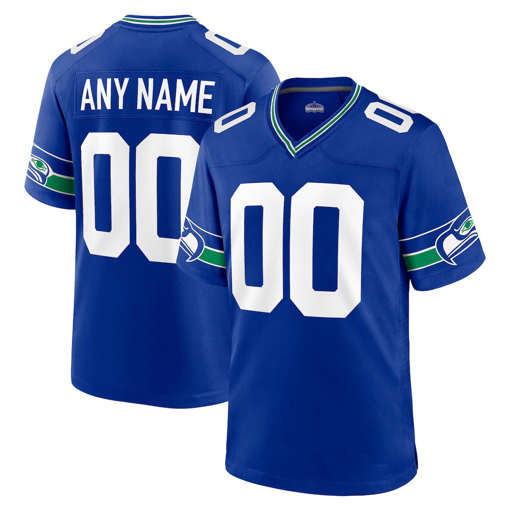 Custom S.Seahawks Royal Throwback Football Jersey Marou