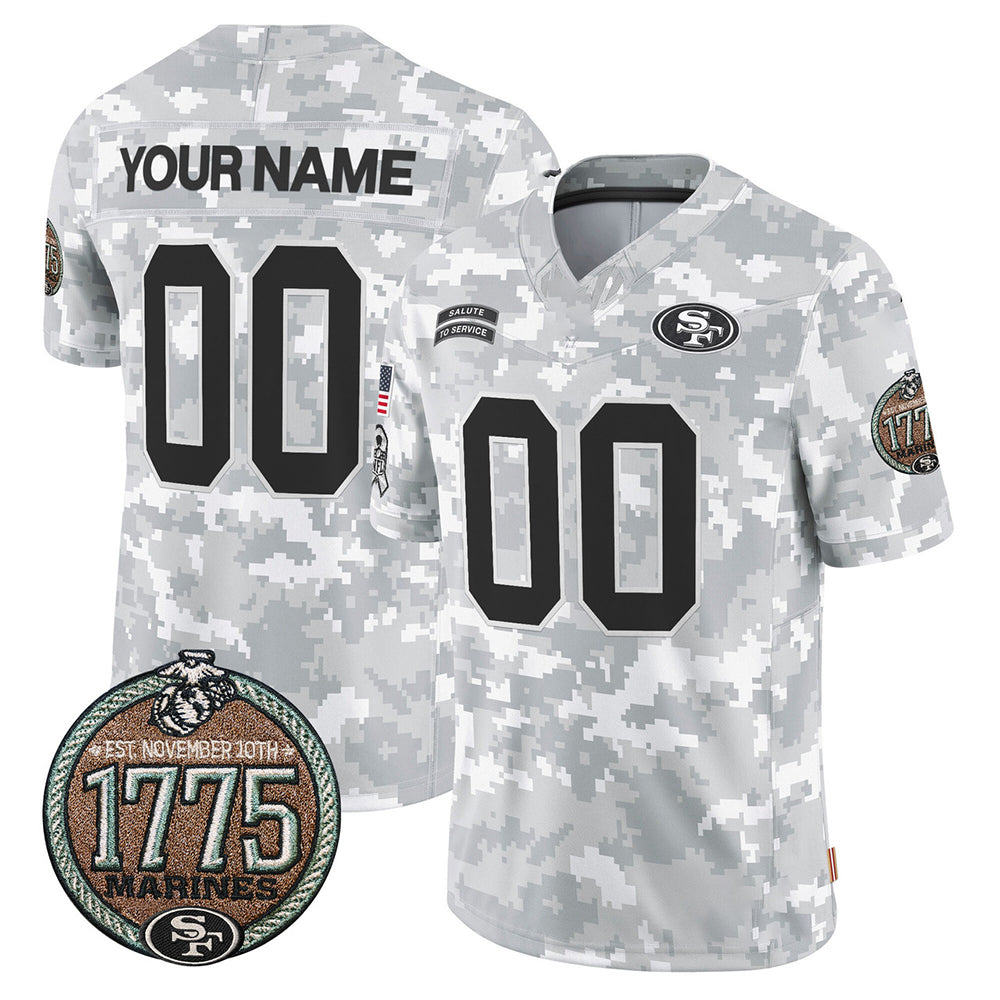 Custom SF.49ers Active Player 2024 F.U.S.E Arctic Camo Salute To Service Limited Stitched Football Jersey 1775 Patch