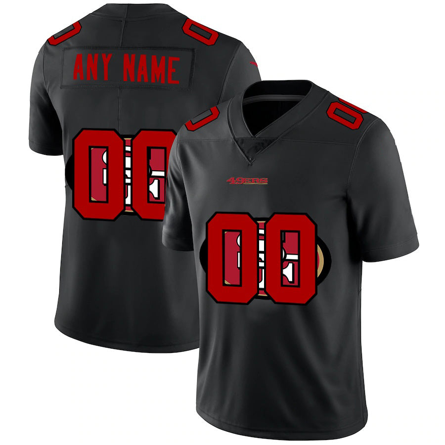 Custom SF.49ers Black Team Logo Dual Overlap Limited Football Jersey Marou