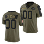 Custom SF.49ers Olive 2021 Salute To Service Limited Stitched Football Jersey Marou