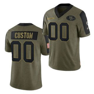 Custom SF.49ers Olive 2021 Salute To Service Limited Stitched Football Jersey Marou