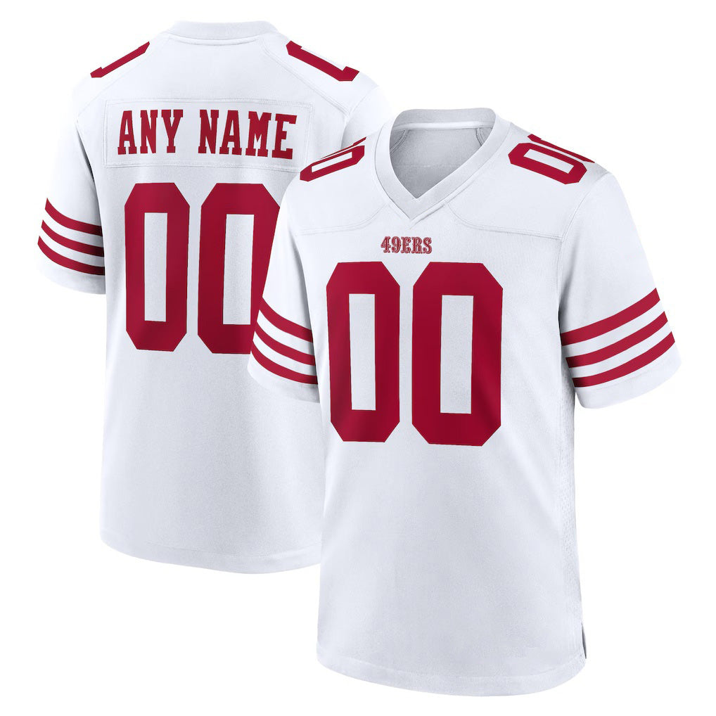 Custom SF.49ers White Game Player Football Jersey Marou
