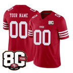 Custom San Francisco 49ers Red 80th Anniversary Patch F.U.S.E. Vapor Limited Football Stitched Jersey