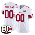 Custom San Francisco 49ers White 80th Anniversary Patch F.U.S.E. Vapor Limited Football Stitched Jersey