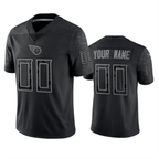 Custom T.Titans Black Reflective Limited Stitched Football Jersey