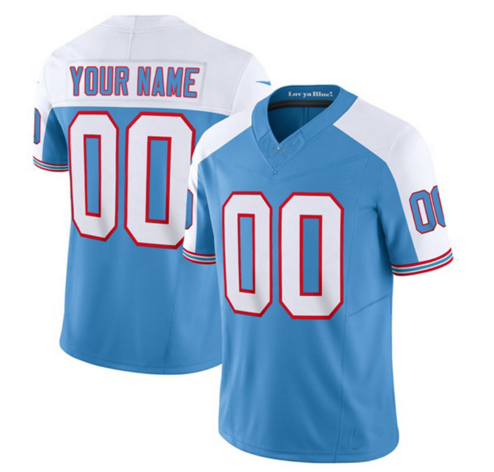 Custom T.Titans Blue White 2023 F.U.S.E. Vapor Limited Throwback Football Stitched Jersey