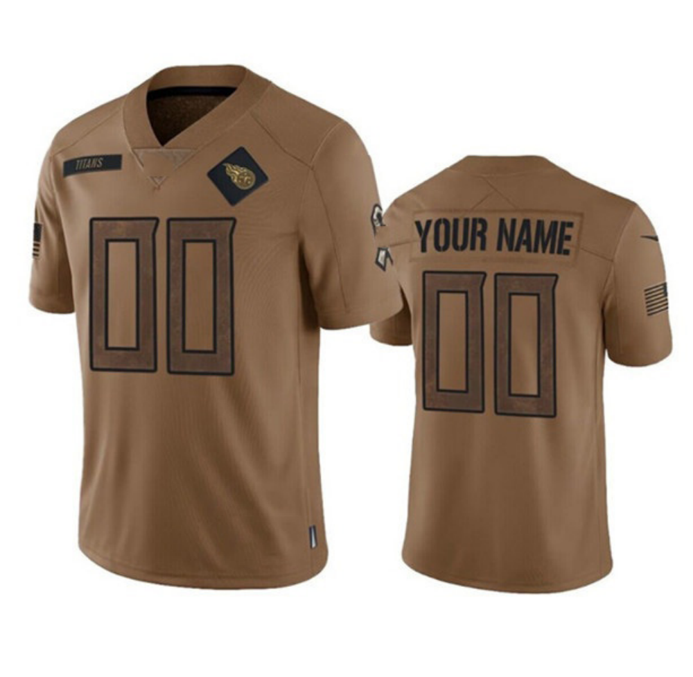 Custom T.Titans Brown 2023 Salute To Service Football Stitched Jersey