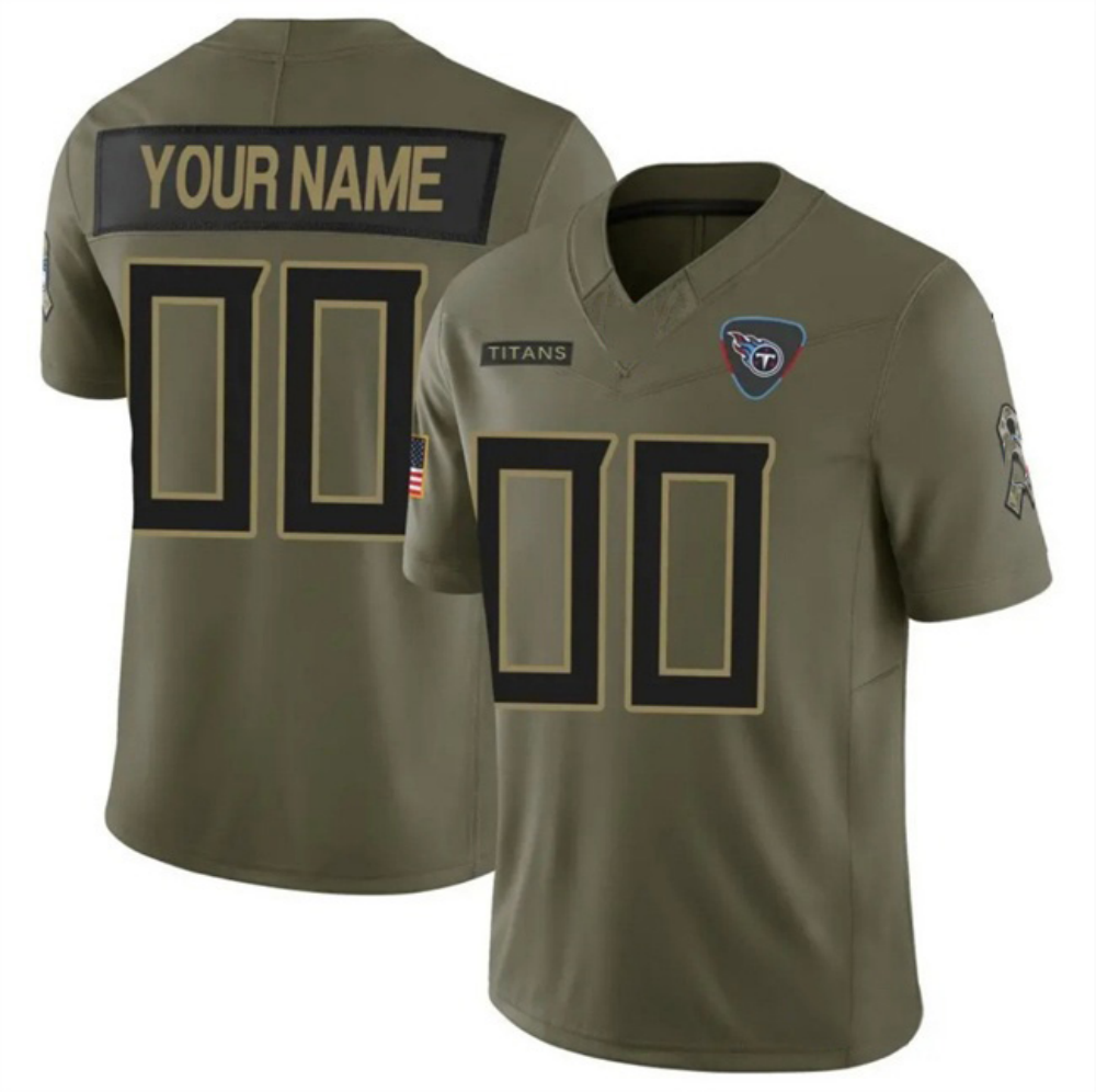 Custom T.Titans Olive 2025 F.U.S.E. Salute to Service Limited Stitched Football Jersey