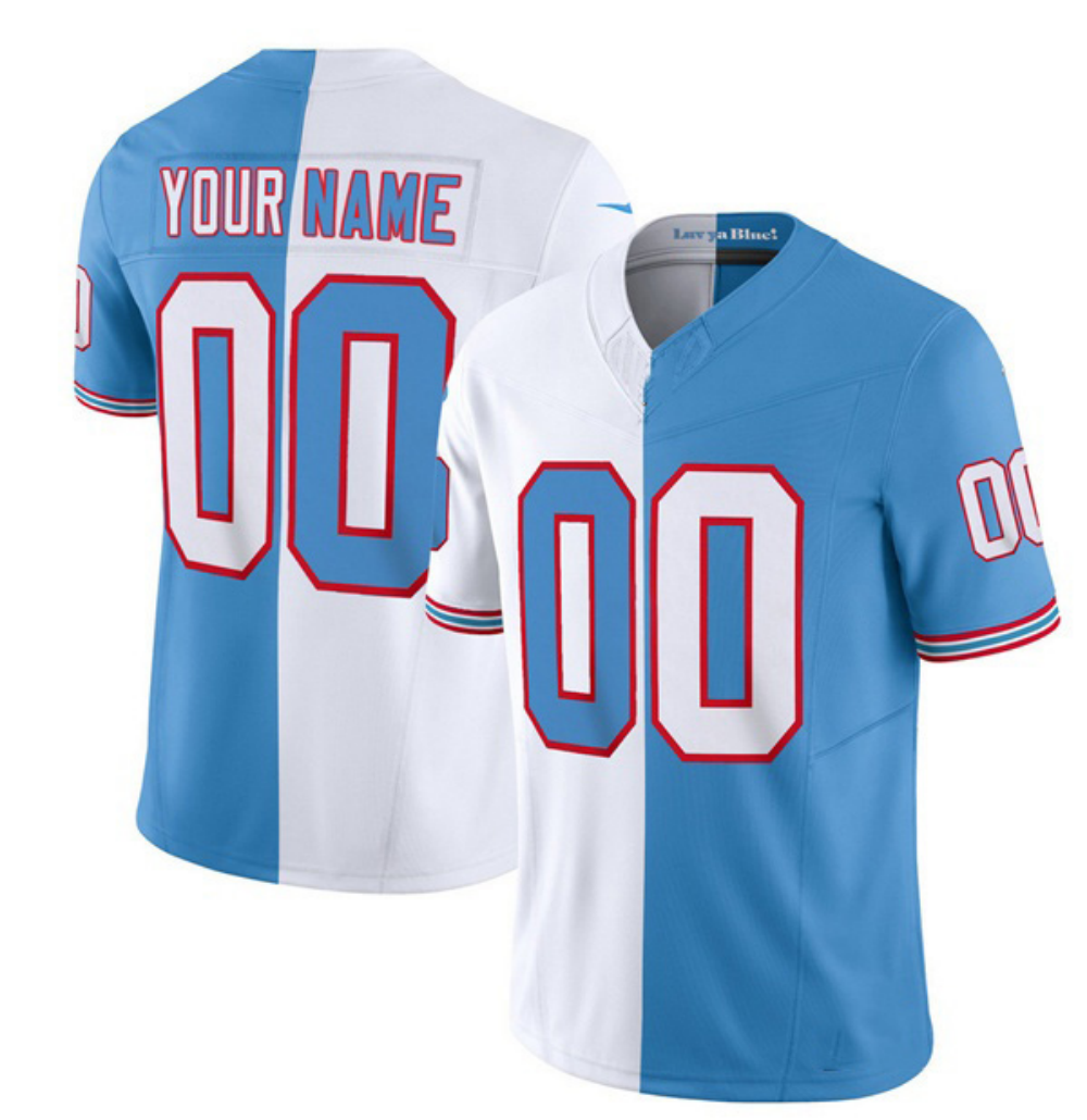 Custom T.Titans White Blue 2023 F.U.S.E. Split Vapor Limited Throwback Football Stitched Jersey