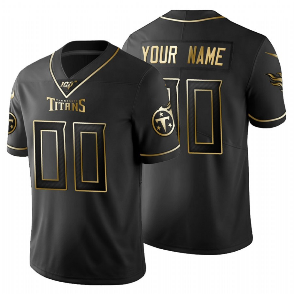 Custom T.Titans Black Golden Limited Football Stitched Jersey