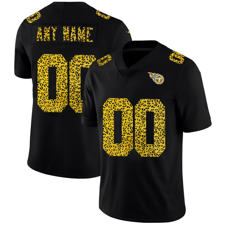 Custom T.Titans Black Leopard Print Fashion Vapor Limited Football Jersey Marou