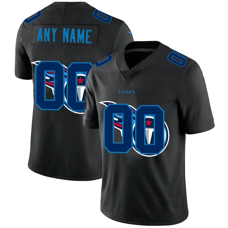 Custom T.Titans Black Team Logo Dual Overlap Limited Football Jersey Marou