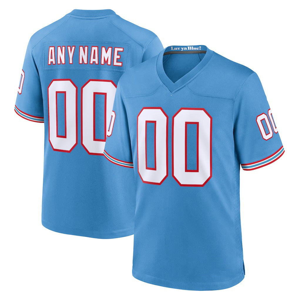 Custom T.Titans Light Blue Oilers Throwback Game Football Jersey Marou