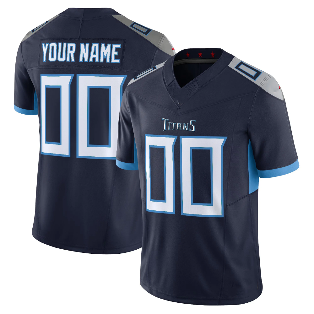 Custom T.Titans Navy F.U.S.E. Vapor Limited Stitched Football Jersey