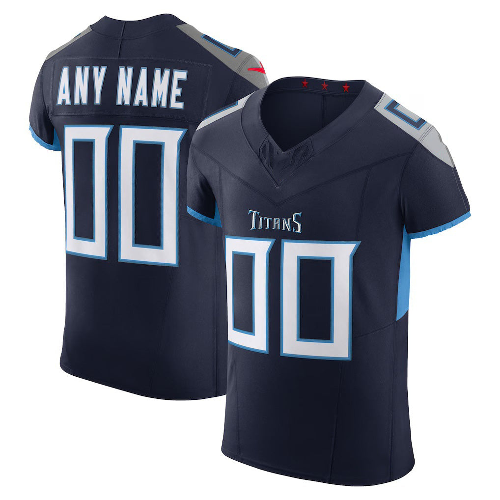 Custom T.Titans Navy Vapor F.U.S.E. Elite Football Jersey Marou