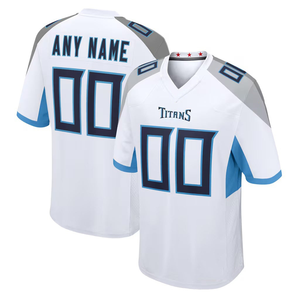 Custom T.Titans White Game Football Jersey Marou