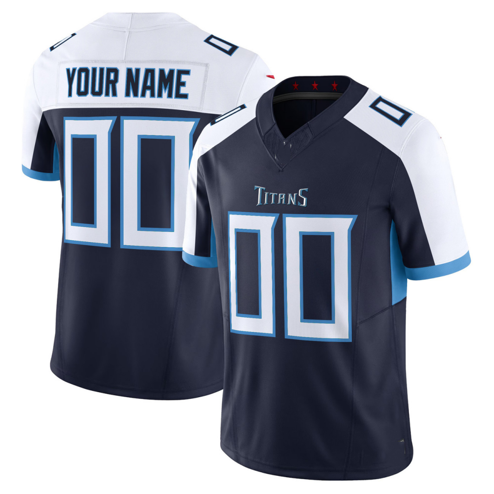 Custom T.Titans White Navy F.U.S.E. Vapor Limited Stitched Football Jersey