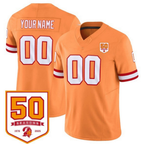 Custom TB.Buccaneers Orange 2025 F.U.S.E. Limited 50th Anniversary Football Stitched Jersey