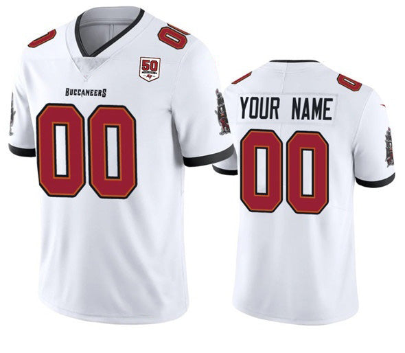 Custom TB.Buccaneers Active Player White 2025 50th Anniversary Patch Vapor Untouchable Limited Football Stitched Football Jersey Marou