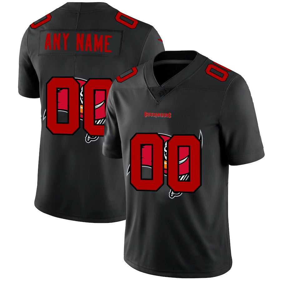 Custom TB.Buccaneers Black Team Logo Dual Overlap Limited Football Jersey Marou