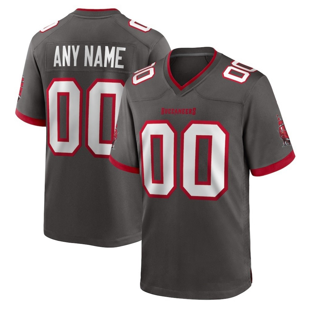 Custom TB.Buccaneers Pewter Alternate Game Stitched Football Jerseys