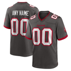 Custom TB.Buccaneers Pewter Alternate Game Stitched Football Jerseys