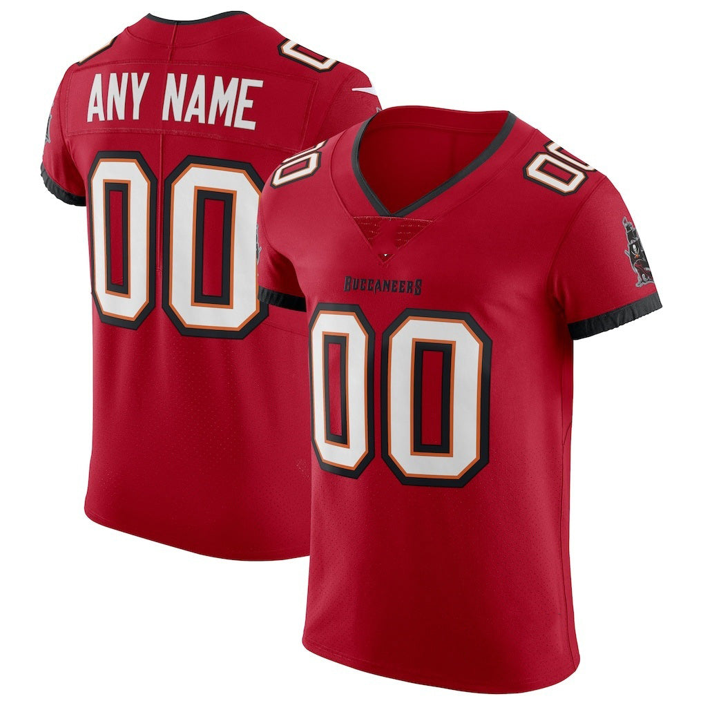 Custom TB.Buccaneers Red Vapor Elite Football Jersey Marou
