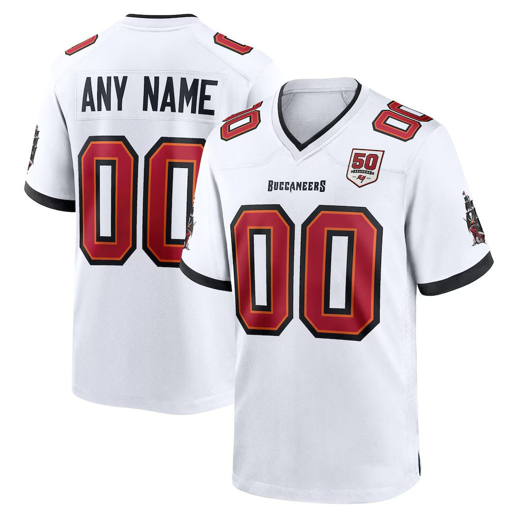 Custom TB.Buccaneers White 50th Season Game Football Jersey Marou