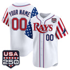 Custom Tampa Bay Rays America 250 Edition Vapor Premier Limited White Stitched Baseball Jersey