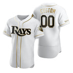Custom Tampa Bay Rays White Stitched Flex Base Golden Edition Baseball Jersey