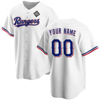 Custom Texas Rangers Active Player White 2023 World Series Stitched Baseball Jersey