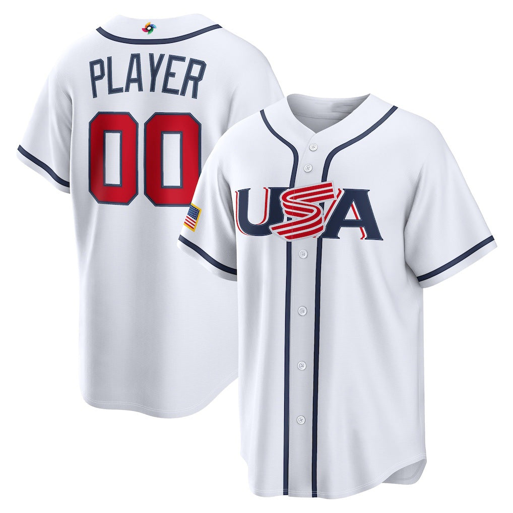 Custom USA Baseball 2026 World Baseball Classic Home Pick-A-Player Jersey - White